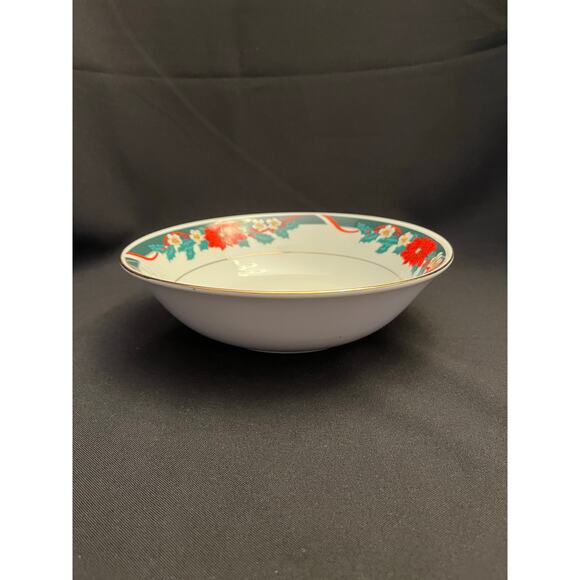 Tienshan Deck the Halls Christmas Poinsettia China 9.5” Serving Bowl 2 Available - Picture 2 of 8